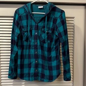 Columbia Women’s Hooded Plaid Button Down Shirt